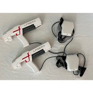 Laser X Laser Tag Long Range Blaster Game Set Of Two Guns with Vests Tested EUC